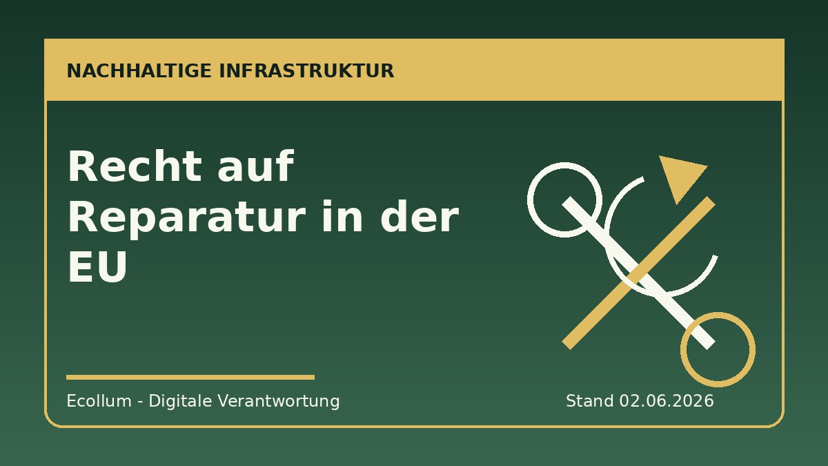 Editorial-Grafik zum Recht auf Reparatur in der EU mit Werkzeug- und Kreislaufmotiv
